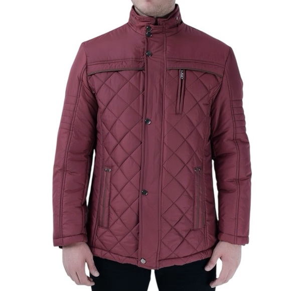 Dewberry Other - Dewberry Touch Of Modern Harris Diamond Quilted Jacket Burgundy Mens XL casual